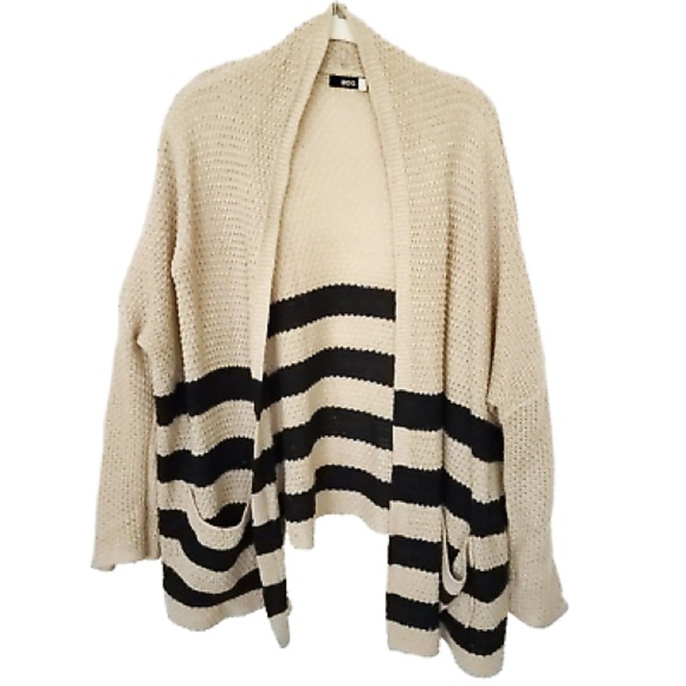 BDG Cream and Black Striped Cardigan Sweater